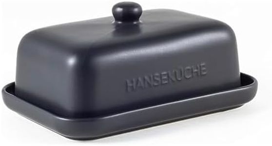 Hanseküche Portaburro in ceramica (250g) - Portaburro di alta qualità dal design raffinato, campana del burro, barattolo del burro, lavabile in lavastoviglie, nero 13x8x5 cm