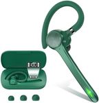 HEIBAS Bluetooth Headset, Wireless Bluetooth Earpiece with 500mAh Charging Case 72 Hours Talking Time Built-in Microphone for iOS Android Cell Phone, Hand-Free Headphones for Trucker, Office-Green