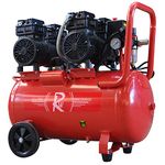 Air Compressor Electric 50L Litre 2HP 1500w Silent Portable Oil Free 8bar 116psi 11CFM Workshop Garage 230v 3 Pin 13amp UK Plug Red Low Noise 39kg