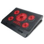 ENHANCE Gaming Laptop Cooling Pad Stand with LED Cooler Fans, Adjustable Height, & Dual USB Port for 17 inch Laptops - 5 Ultra Quiet High Performance Fans 2630 RPM & Built-in Bumpers - Red