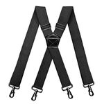 RIONA Mens Braces with 4 Carabiner Clips Wide 3.8 cm Adjustable and Elastic X-Back Suspenders Heavy Duty One Size Fits All Men and Women