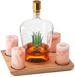 Tequila Decanter With Four Pink Himalayan Salt Shot Glasses Set, Perfect for Tequila Agave Liquor Lovers, 34 OZ Bottle, 1.6 OZ Shot Glass, Tequila, Liquor Party Decorations Cinco De Mayo (Agave)