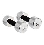 Amazon Brand - Symactive Chrome Plated Steel Dumbbell, Set of 2, 5 Kg