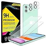 4youquality [4-in-1 Screen Protector for iPhone 11 with Camera Lens Protector, Tempered Glass Film, 2-Pack Each, [LifetimeSupport][Impact-Resistant][Anti-Scratch][Ultra-Transparent]