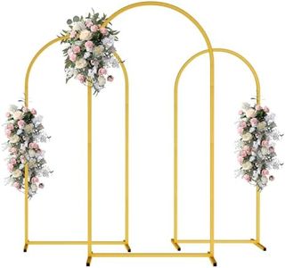 Ifivky Wedding Arch-Backdrop-Stand Set of 3 (6FT 5FT 4FT) Gold Metal Arch Stand for Birthday Party Baby Shower, Balloon Flower Arch Stand for Graduation Anniversary Ceremony Decor