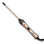 Bauer Professional 39849 TourmaPro Slimline Curling Wand/Ultra Slim 9mm Barrel / 200° Heat, 360° Swivel Cord and Cool Touch Tip/Grey & Gold