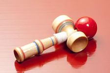 Wooden Kendama Toy/Wooden Cup and Ball/Japanese Traditional Game/Balance Skill Toy with Long Thread, Wooden Finishing with Durable Handle – Adult Handcrafted Wooden Toy (Red)