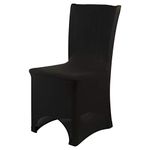 Trimming Shop Spandex Black Chair Cover Stretch Fabric Removable Washable Protective Slipcovers for Weddings Banquets Ceremony Hotel Dining Parties Décor, 6pcs