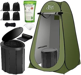 FUN ESSENTIALS Portable Toilet Kit For Adults, Pop Up Privacy Tent, X Large Camping Folding Toilet, 12 Toilet bags, 12 pack Liquid Waste Gel, Washable Foldable For Travel,RV,Outdoor