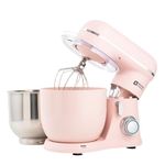 Kitchen in the box Small Stand Mixer, Mini Food Mixer for Baking with Two 3.5L Bowls, Dough Hook, Whisk, Beater, 10 Speed Settings Portable Lightweight for Daily Use (Rose Pink)