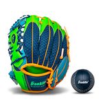 Franklin Sports Teeball Glove - Left and Right Handed Youth Fielding Glove - Meshtek Series - Synthetic Leather Baseball Glove - Ready To Play Glove - 9.5 Inch Left Hand Throw with Ball - Navy/Lime/O