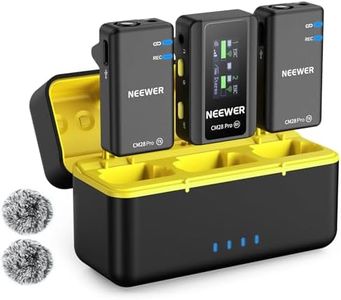 NEEWER CM28 PRO Wireless Lavalier Lapel Microphone System with Charging Case 48KHz 16 Bit Uncompressed Audio Noise Canceling 4GB Storage 9Hrs Recording Compatible with iPhone iPad Android Camera PC