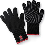 Weber Premium BBQ Gloves - Small/Medium | Heat Resistant Work Gloves & Cooking Mitts | Washable Cloth Gloves with Heat Protection | Flexible Silicone Grip | BBQ Accessories - Black (6669)