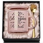 Coworker Leaving Gifts for Women, Chance Made Us Colleagues Coffee Cup, Going Away Farewell Retirement Office Thank You Birthday Gift for Work Friend Coworkers, 14oz Pink Mug Printed with Gold, Boxed