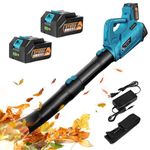 biuonga Upgraded Leaf Blower - 320 CFM 180 MPH Handheld Blower Cordless with 2 X 21V 5.0Ah Battery and Charger, 6 Speed Dial Lightweight Electric Leaf Blower for Yard Cleaning Lawn Care Snow Blowing