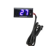 Motorcycle Water Temperature Gauge, Universal Motorcycle DC12V LCD Screen Slim Water Temperature Gauge With 16mm Tee for Motorbike (Blue Backlight)