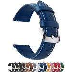 Quick Release Leather Watch Band, Fullmosa Axus Genuine Leather Replacement Watch Strap with Stainless Metal Clasp 16mm Dark Blue