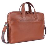 Brampton London Commandeer Laptop Bag for Men/Genuine Leather Office Bag | Fits up to 16 Inch Laptop and iPad | Shoulder Bag with Multiple Compartments/Work and Travel Use (English Tan)