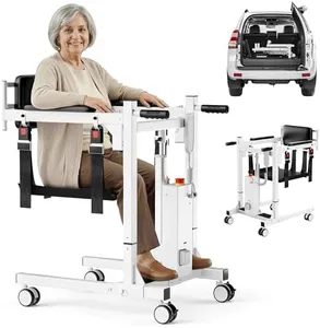 Juswell Patient Lift Transfer Chair, Electric Patient Lift for Home with Emergency Stop & Battery Indicator, Foldable Transfer Chairs for Seniors, Elderly, Bed to Sofa, Toilet, Car Transfer, AL1002W
