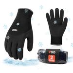 Vgo 2Pairs Winter Gloves,Cold Weather Safety Work Gloves,Cold Storage or Freezer Use,Outdoor Heavy Duty,Double Lining,Rubber Latex Coated(L,Black,RB6032)