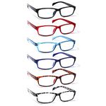 Kerecsen 6 Pack Fashion Reading Glasses for Women Men Blue Light Blocking Anti UV Readers with Spring Hinge