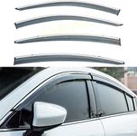 DEAL AUTO ELECTRIC PARTS 4-Piece Set JDM Style Outside Mount Tape On/Clip On Type Smoke Tinted Sun/Rain Guard Vent Window Visors With Chrome Trim Compatible With 2014-2018 6 All Models