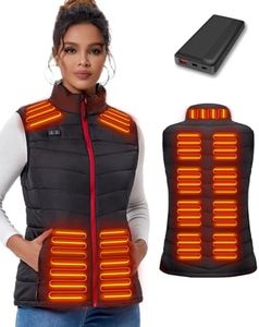 Heated Gilet Womens, Heated Vest for Women with 15000mah Battery Pack, Lightweight Women Heated Body Warmer with 3 Heating Levels, 13 Heating Zones, Adjustable Electric Rechargeable Heating Jacket(L)