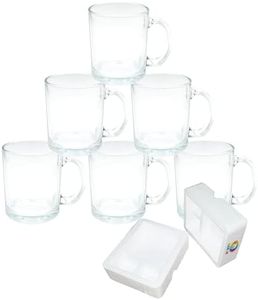 MR.R 11oz Sublimation Blanks Glass Clear Transparent Mug,Coffee Mugs with Handle for Heat Thermal Coating Transfer,Set of 6