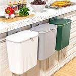 TONSYL Kitchen Compost Bin Hanging Trash Can Cabinet Door Or Under Sink,Over Door Mounted Waste Bin Bathroom Garbage Bin Rectangular Plastic Wastebasket Dustbin Bedroom Office(1Pack)