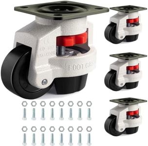 Leveling Machine Casters with Rubber Pad,FM-100F Plate Mounted Retractable Workbench Caster,Leveling Feet Wheels,Loading Capacity 6600 lbs, Pack of 4(3 INCH)