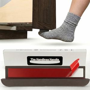 The Handless Handle Under Cabinet Foot Pull for Trash Drawer – Hands-Free Toe Kick Garbage Cabinet Opener with Rubber Grip for Kitchen Cabinet Doors & Pull Out Trash Can (Brown, 2 Pack)