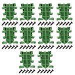 10sets PCB DIN C45 Rail Adapter Circuit Board Mounting Bracket Holder Carrier, 35mm DIN rail (Green)