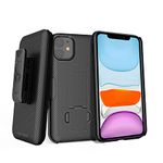 Case with Belt Clip for iPhone 11 6.1" , BELTRON Shell & Holster Combo - Super Slim Shell Case with Built-in Kickstand, Swivel Belt Clip Holster for Apple iPhone 11 6.1" (2019) - Black