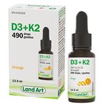 Certified Organic Vitamin D3 & K2 (MK7-Natto) - 490 Drops- Support Your Bones, Immune System - Non-GMO - Gluten Free - Made in Canada (13.5 ml (Pack of 1))