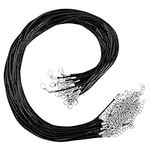 Kurtzy 25 Pack Black Polyester Necklace Cord with Chain and Lobster Clasp - 42.5cm / 16.73 Inches - Bulk DIY Jewellery Making Rope for String Pendant Necklaces, Bracelets & Anklets