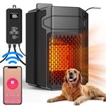 Dog House Heater with Thermostat, 500W Dog Heater APP WIFI Control, Dog House Heaters for Outside Dog House Outdoor with 6.5FT External Temperature Probe, Pet House Heater with Adjustable Temp & Timer