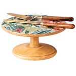 nestroots cake stand for party with cake server knife | cake stand for cake cutting cup cake stand with wooden cake server combo ( 10 inch , Green )