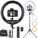 21 inch LED Ring Light with Tripod Stand, Large Selfie Ring Light with Touch Panel for YouTube Vlog Video Shooting, Makeup Studio Portrait with Carrying Bag and Remote Controller, CRI>97