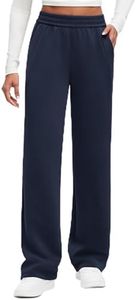 G4Free Straight Leg High Waist Elastic Sweatpants for Women Wide Leg Pants with Pockets Soft Lounge Casual Travel Pants(Dark Blue,S,Petite)