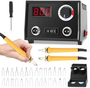 Kit de Pyrograveur sur Bois Double Stylo,Graveur Bois avec Affichage Numérique avec 30 Pointes, 0°-700°C Température Réglable Trousse de Chauffage au Bois pour Souder Gravure Bois Cuir Liège Gourde