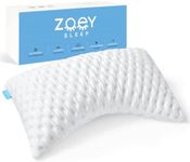 Zoey Sleep Side Sleep Pillow for Neck and Shoulder Pain Relief - Adjustable Memory Foam Bed Pillows for Sleeping - Plush Machine Washable Pillow Cover - Queen Size 19" x 29" (Queen, White)