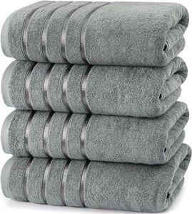 Utopia Towels 4 Pack Premium Viscose Oversized Bath Towels Set, Ring Spun Cotton, 27 by 54 Inches, Highly Absorbent, Quick Drying Shower Towels for Bathroom, Spa, Hotel and Gym, Cool Grey