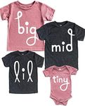 Teeny Fox Big Lil Mid Tiny Sibling Gift Matching Shirts Tee Toddler T-Shirt Baby Bodysuit for Family Outfit, Mid - Dark Gray, Toddler / 3T