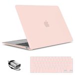 IBENZER Compatible with New 2022 2021 2020 MacBook Air 13 inch Case M1 A2337 A2179 A1932, Hard Shell Case with Keyboard Cover & Type C for Mac Air with Touch ID, Sakura Pink,CA-AT13SKPK+1TC