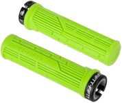 FIFTY-FIFTY Mountain Bike Grips, Single Lock-on MTB Handlebar Grips, Soft and Comfortable, Non-Slip Locking Bicycle Handle for All Mountain, Enduro, Downhill (Green)