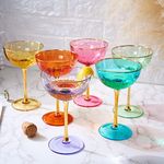 Vintage Art Deco Coupe for Champagne, Martini, Cocktails | Set of 6 | 7 oz Classic Cocktail Glassware - Manhattan, Cosmopolitan, Sidecar, Crystal Speakeasy Style Saucer Goblets Coupes with Stems