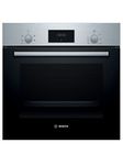 Bosch Serie 2 HHF113BR0B Stainless Steel Single Electric Oven with A Energy Efficiency, 66 Litre Capacity, Electronic Clock Timer And Enamel Interior