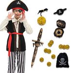 Qingzhuan Pirate Costume Kids, Pirate Costume for Halloween, Pirate Party, Carnival, Size M