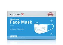 BYD CARE 3-Ply Single-use Face Mask, One Size, Box of 50