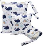 Asenappy 3pcs Cloth Diaper Wet Dry Bags Waterproof Reusable with Two Zippered Pockets Travel Beach Pool Daycare Soiled Baby Items Yoga Gym Bag for Swimsuits or Wet Clothes